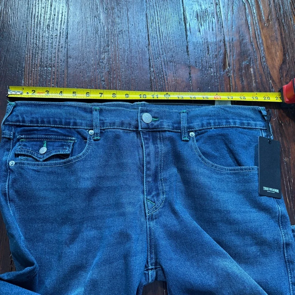 True Religion Jeans Mens 36x34 Blue Ricky Relaxed Straight Flap‎ Faded Whiskers